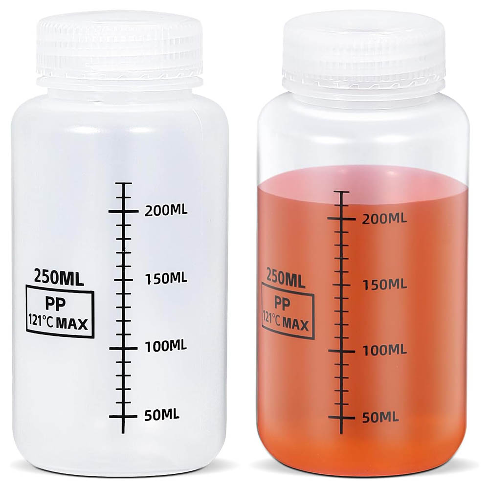 Food Storage 30 Years - 8oz/250ml Wide Mouth Plastic Bottles,Graduated Food