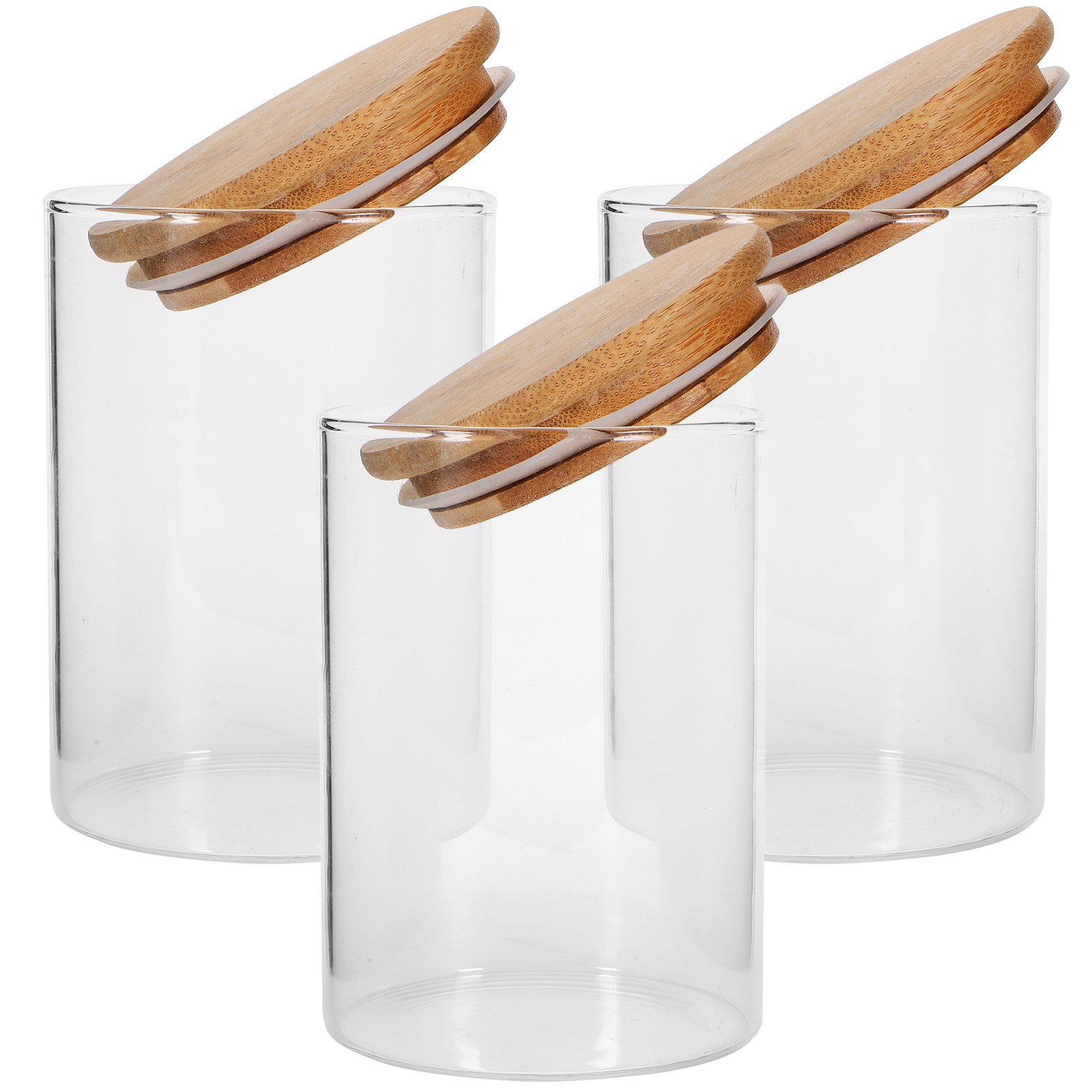 Airtight Cereal Jar - 3Pcs Airtight Glass Storage Jars with