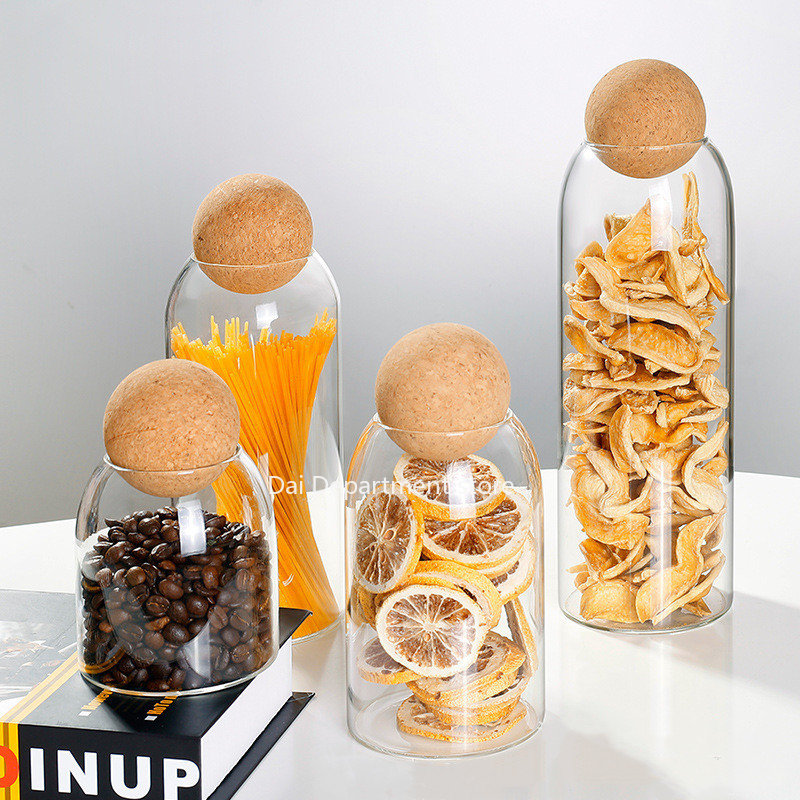 Food Storage Practices - Clear Practical Wood Cork Glass Storage