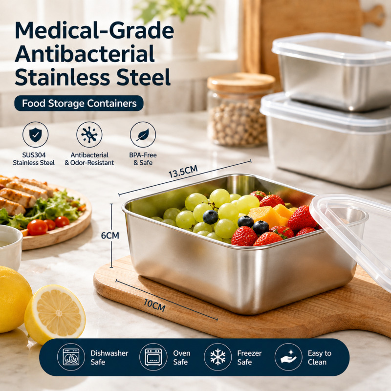 Storage Food Tray - Medical Grade Antibacterial Stainless Steel Food