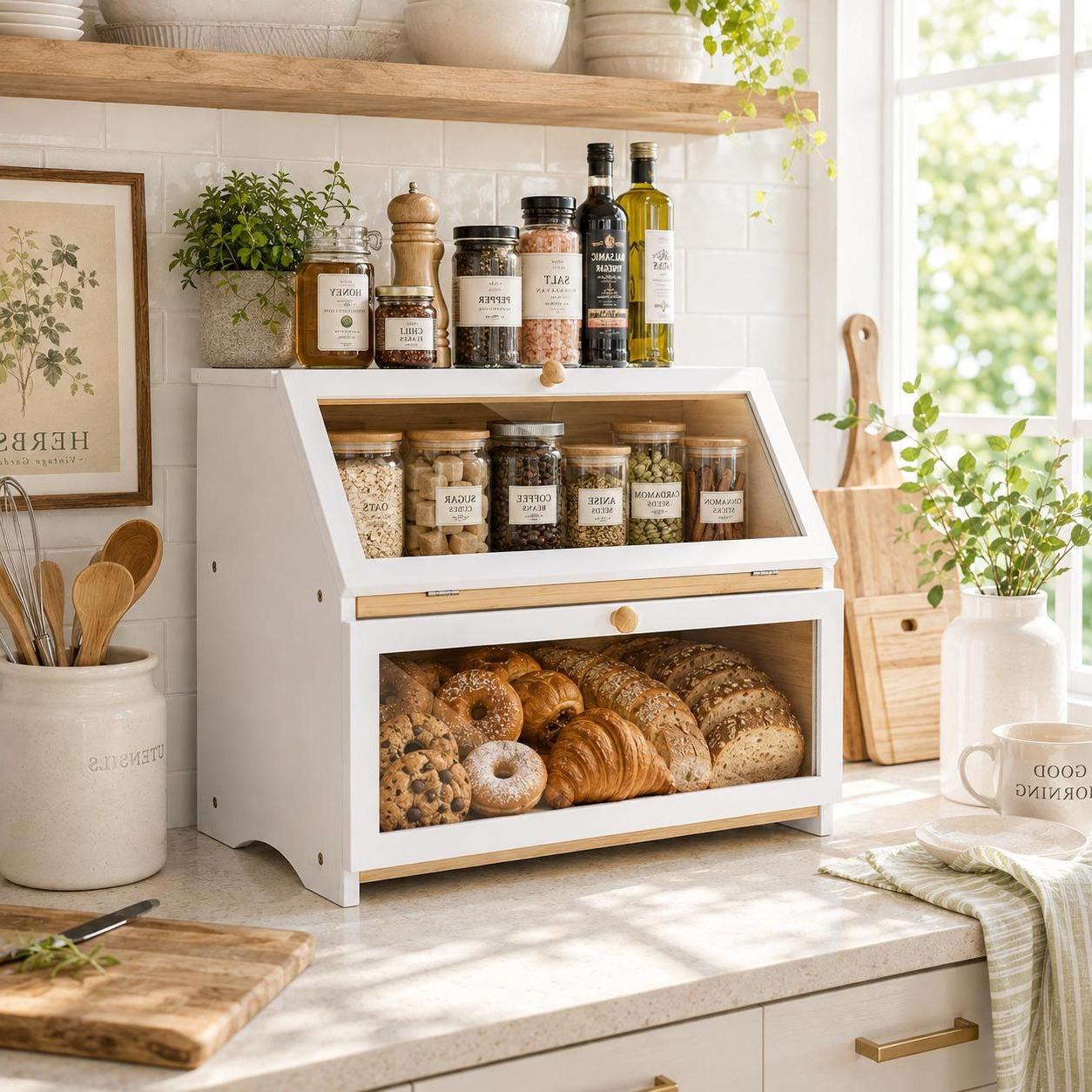 HOMEKOKO Double Layer Bread Bo - Food Storage Freezer recension och pris