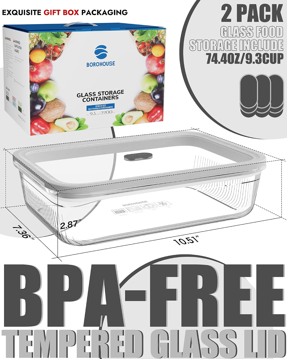 2 Pack Glass Food Storage Cont - Food Storage Freezer recension och pris
