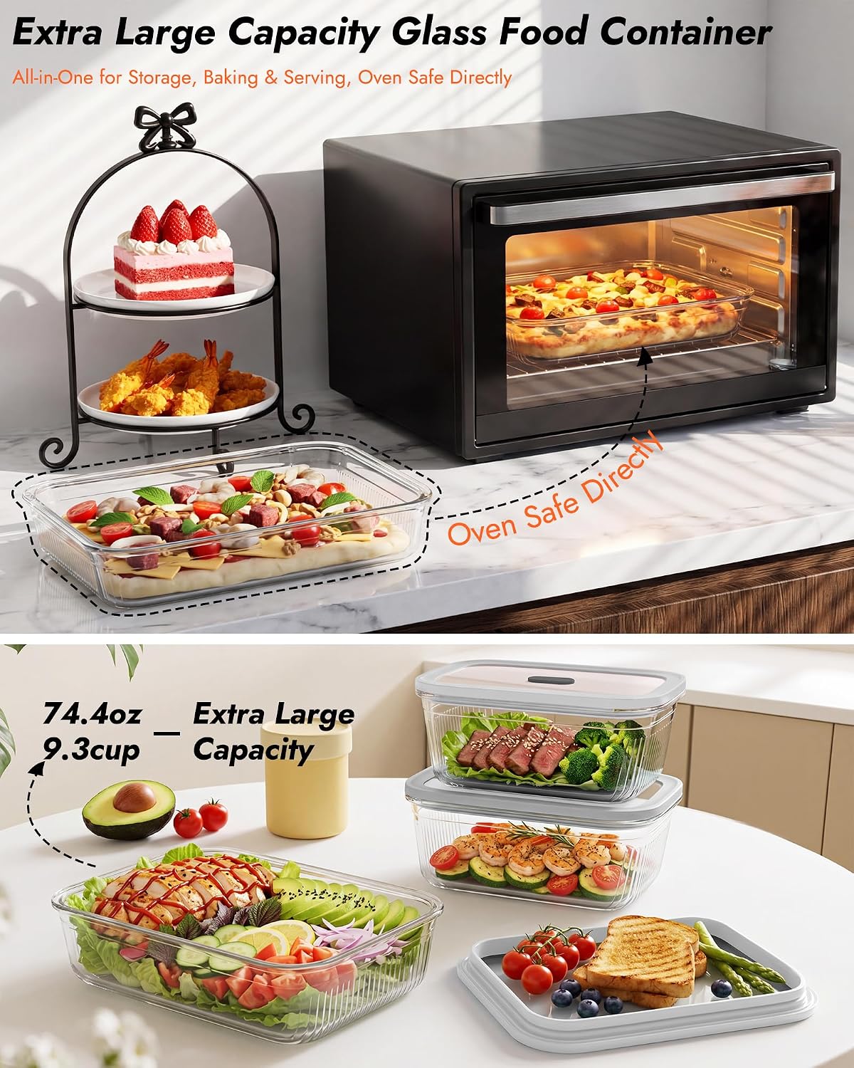 2 Pack Glass Food Storage Cont - Food Storage Freezer recension och pris