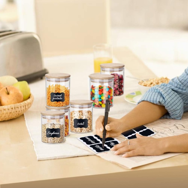 12 Glass Jars Set with Bamboo  - Airtight Cereal Jar recension och pris