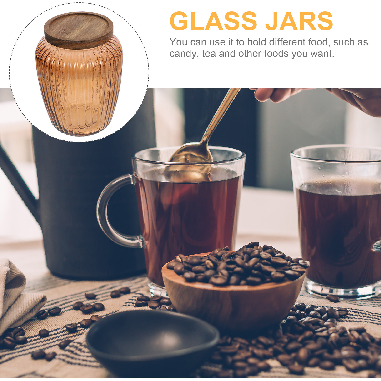Wood Lid Glass Food Storage Ja - Airtight Cereal Jar recension och pris