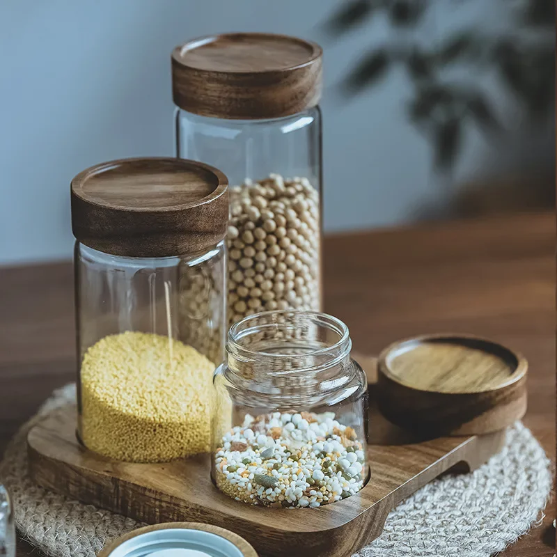 Wood Lid Orgnizer Glass Airtig - Food Storage Jars Airtight recension och pris