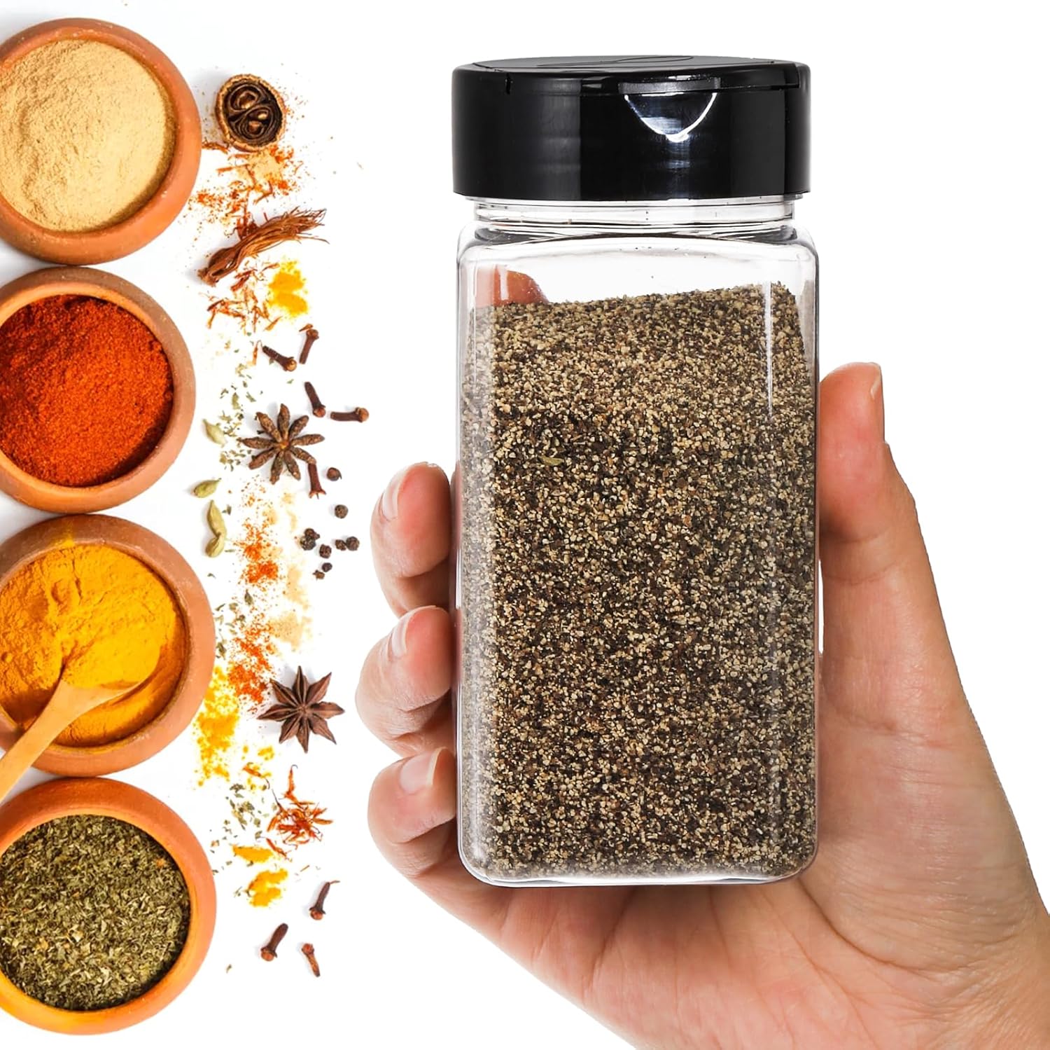 Square Large Plastic Spice Jar - Food Storage Large recension och pris