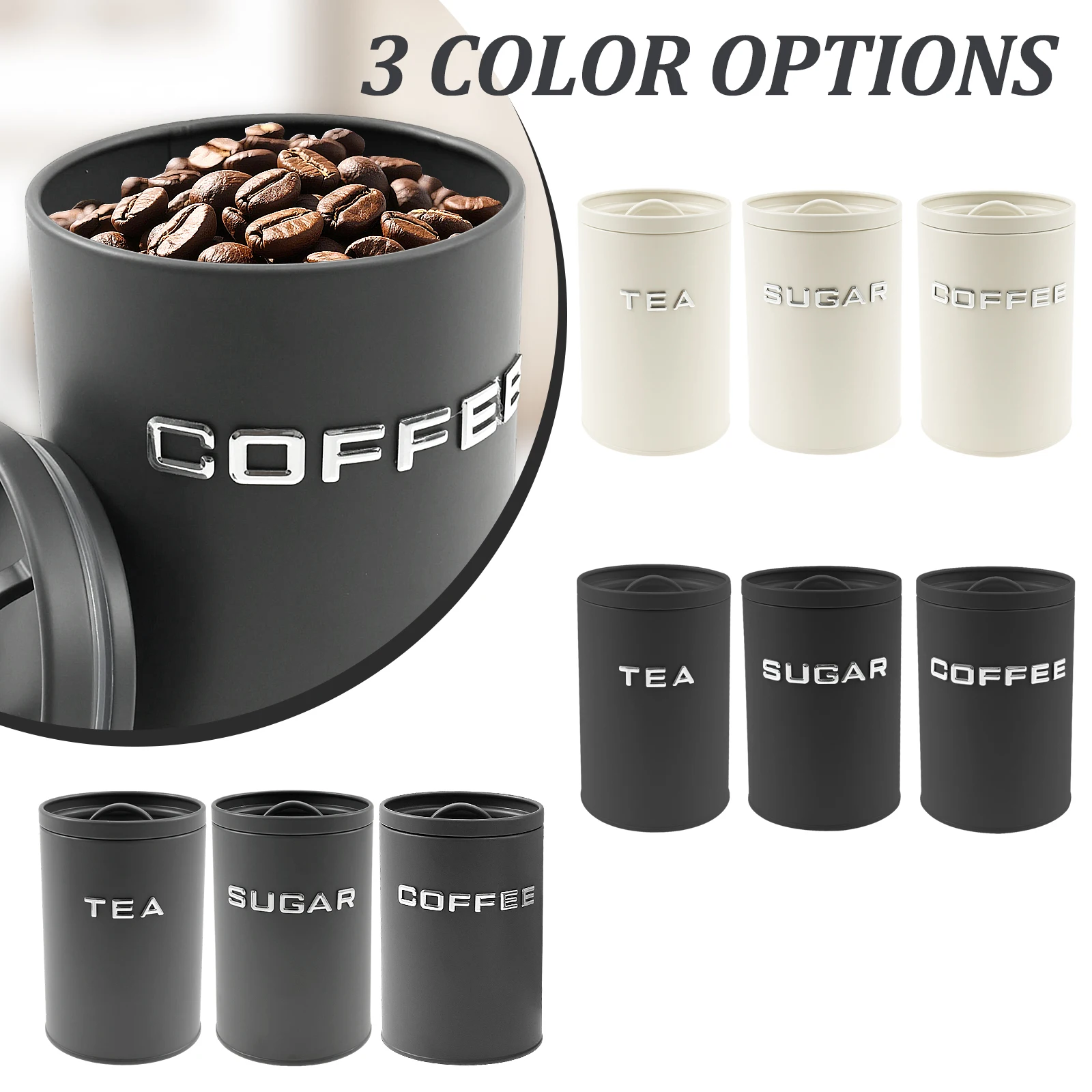 3 Pcs Tea Coffee Sugar Caniste - Food Storage Jars Airtight recension och pris