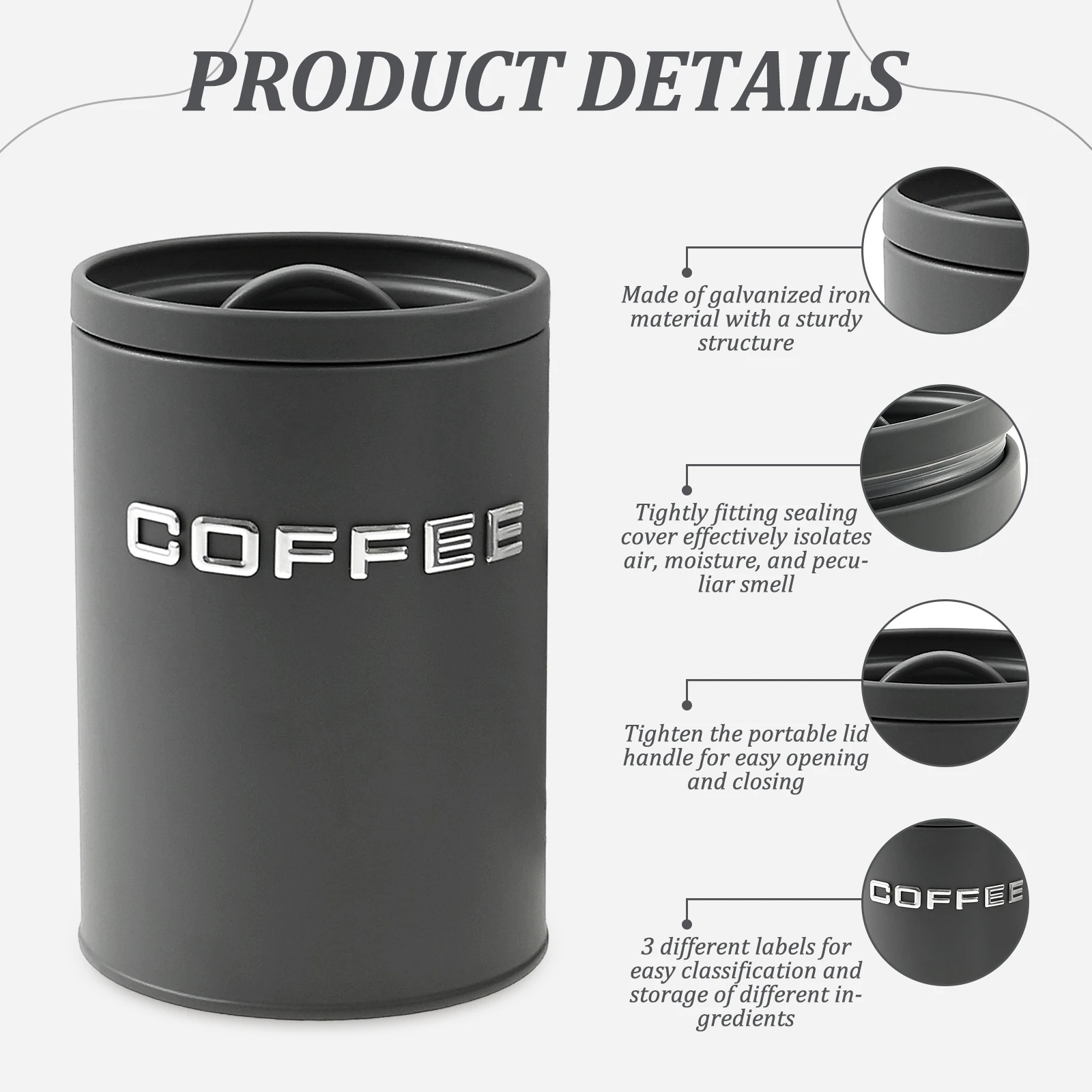3 Pcs Tea Coffee Sugar Caniste - Food Storage Jars Airtight recension och pris